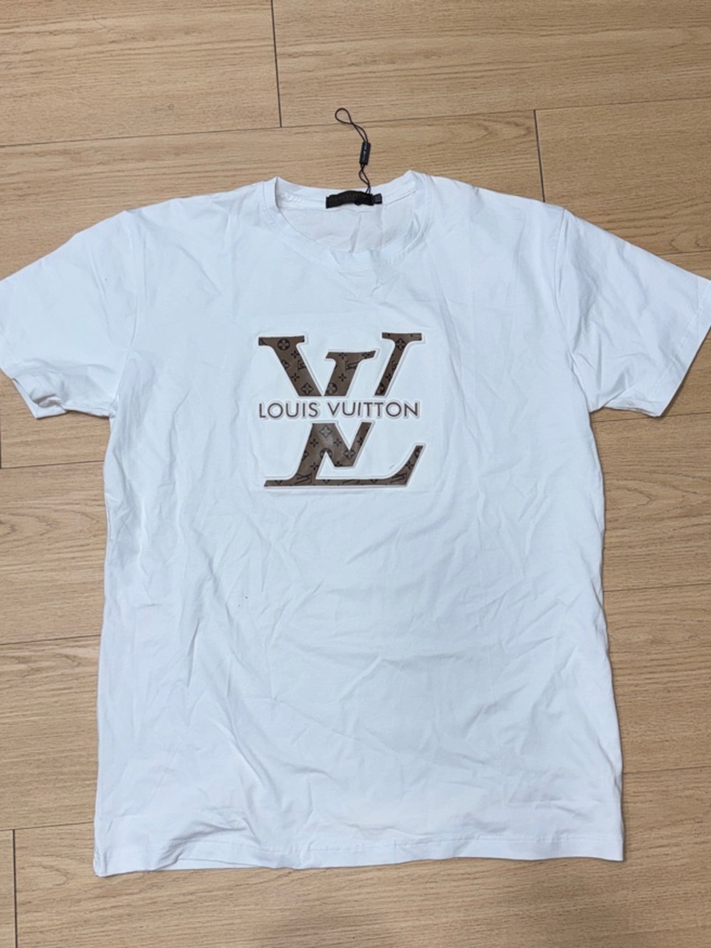 Louis Vuitton White Short-Sleeve Tee with Brown LV Monogram
